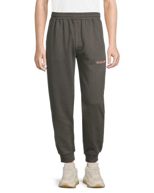 Helmut Lang Gray Outer Space 2 Logo Relaxed Fit Joggers for men