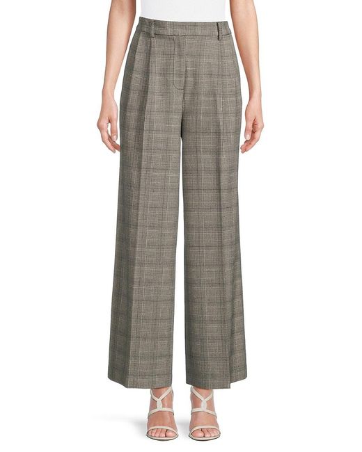 St. John Dkny Plaid Wide Leg Pants in Grey Lyst UK
