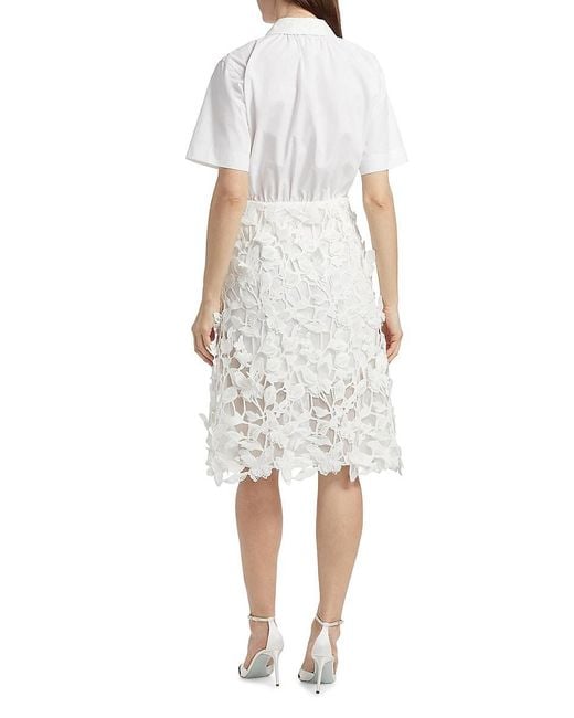 Jonathan Simkhai White Colette Mixed-Media Midi-Dress