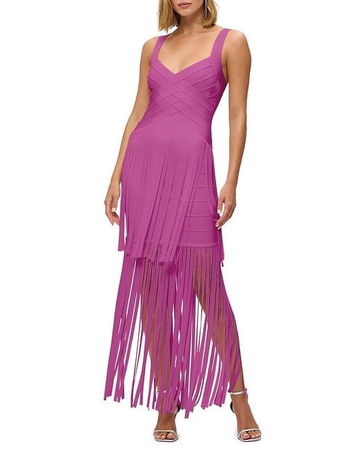 Hervé Léger Purple The Vivienne Bandage Maxi Dress