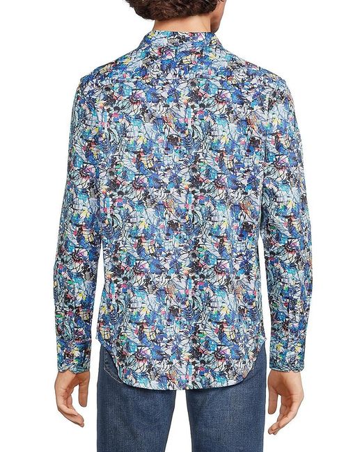 Robert Graham Blue Fleming Floral Sport Shirt for men