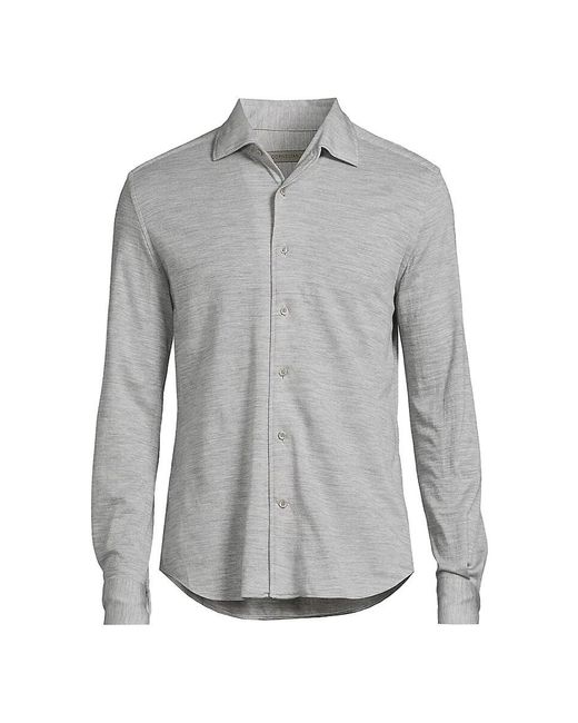 Corneliani Gray Wool-Blend Button-Up Shirt for men