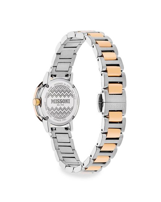 Missoni White Estate 27Mm Ip Two Tone Stainless Steel Bracelet Watch