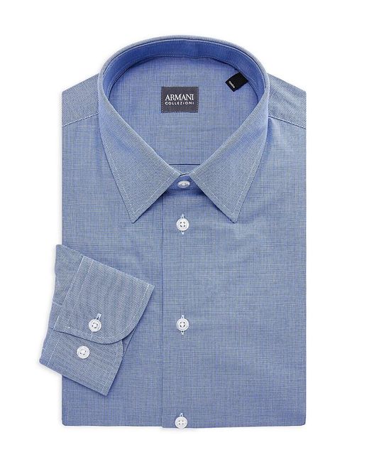 Armani Blue Microcheck Dress Shirt for men