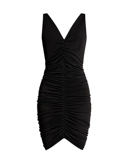 Zac Posen Black Matte Jersey Ruched Minidress