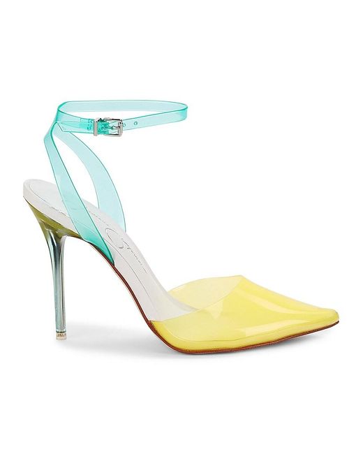 Jessica Simpson Yellow Pirrie Translucent Colorblock Stilletto Pumps