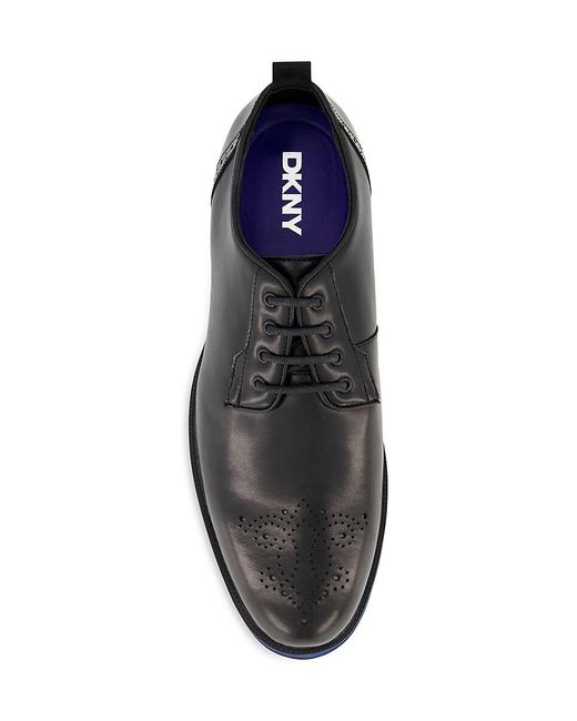 DKNY Black Leather Derby Shoes for men