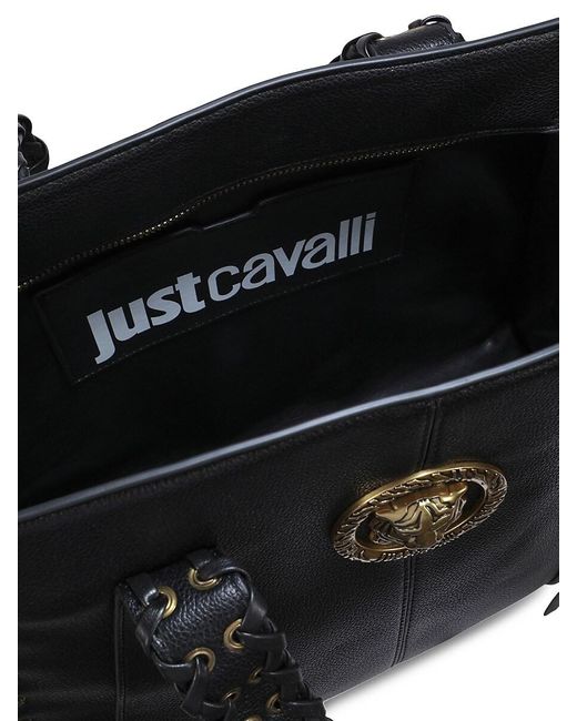 Just Cavalli Black Studded Tiger Plaque Tote