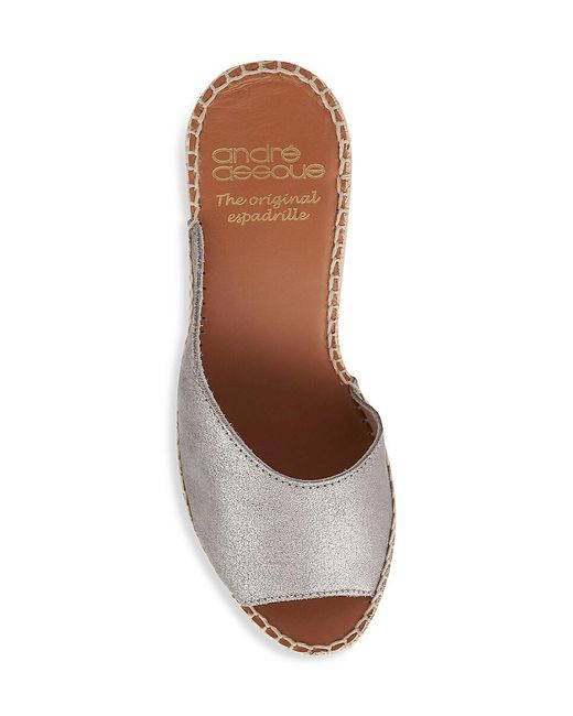 Andre Assous White Catarina Leather Wedge Espadrille Sandals