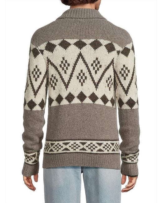 Rails Gray Kallio Fair Isle Shawl Collar Cardigan for men