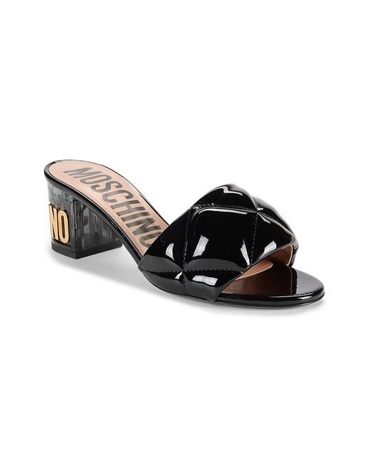 Moschino Black Quilted Open Toe Sandals