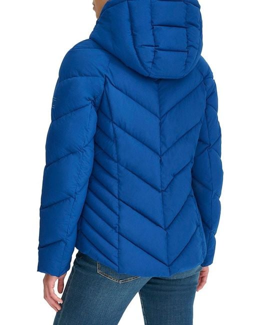 Tommy Hilfiger Natural Chevron-Quilted Hooded Puffer Jacket