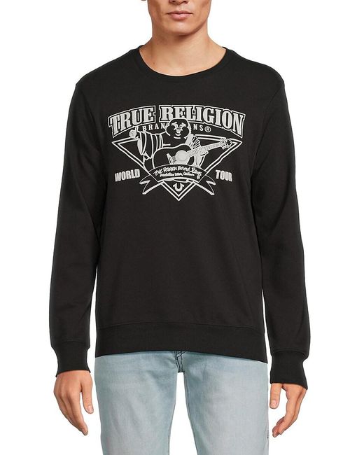 True Religion Black Rocking Buddha Logo Sweatshirt for men