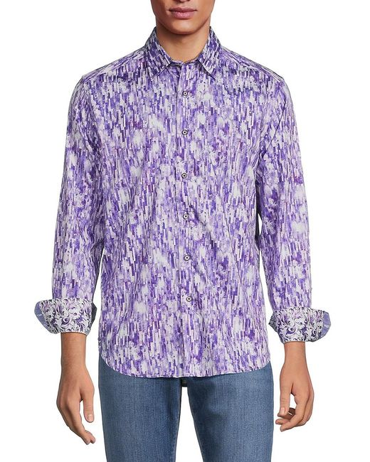 Robert Graham Purple Demeri Tile Sport Shirt for men
