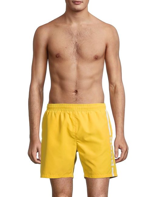 BOSS by HUGO BOSS Synthetic Stripe Logo Swim Shorts in Light Green