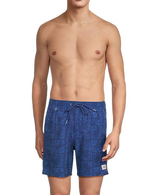 Scotch & Soda Blue Floral Maze Swim Trunk for men