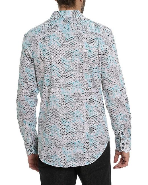 Robert Graham Blue Hendriks Abstract Cotton-Blend Shirt for men