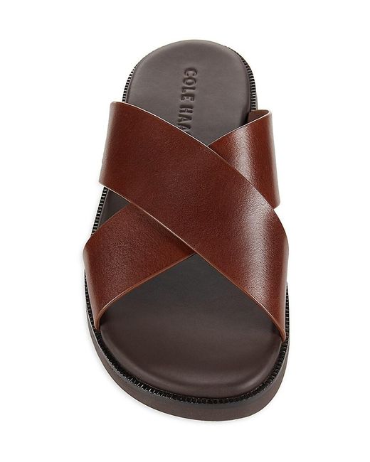 Cole Haan Brown Nantckt Leather Crisscross Sandals for men