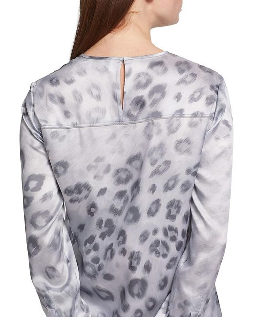 St. John Gray Collection Line Leopard-Print Satin Dress
