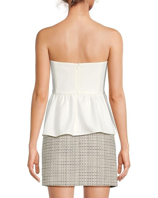 French Connection White Whisper Strapless Peplum Top