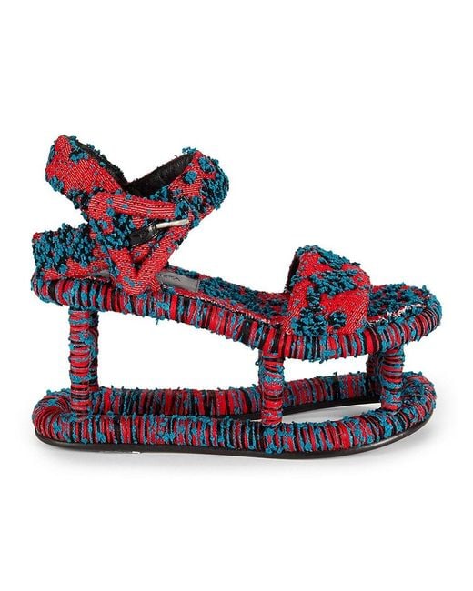 【関税負担】 BOTTEGA VENETA SANDAL Bottega Veneta Print Textured Sandals in Blue | Lyst
