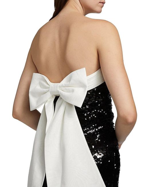 Alice + Olivia Black Sibella Sequined Bow Minidress