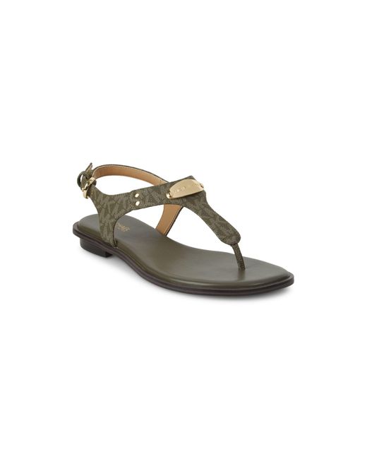 MICHAEL Michael Kors Synthetic Mk Plate Thong Sandals in Olive (Green ...