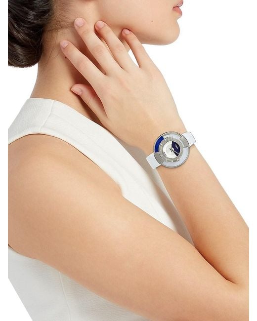 Fendi Policromia 34mm Diamond Stainless Steel Leather Strap Watch in Blue Lyst Canada