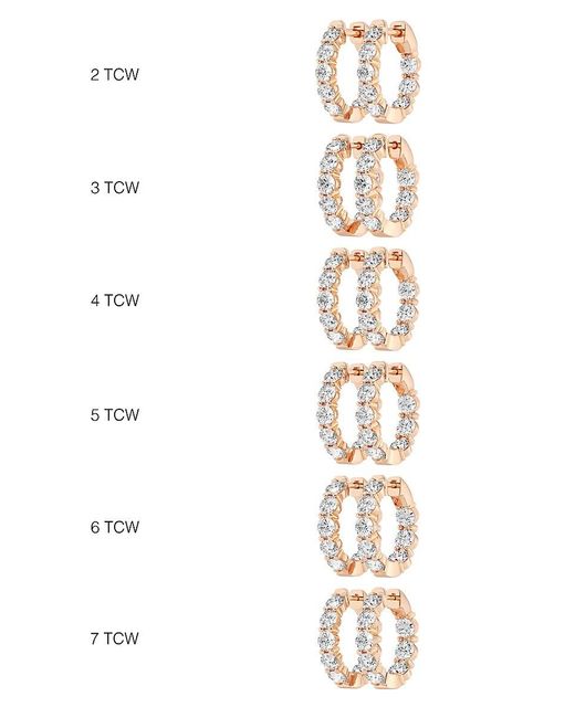 Saks Fifth Avenue White Build Your Own Collection 14k Gold & Lab Grown Round Diamond Hoop Earrings