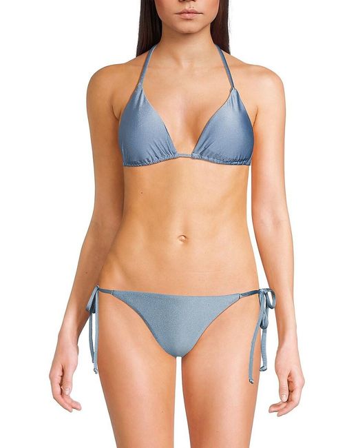 Becca Blue Sheen Triangle Bikini Top