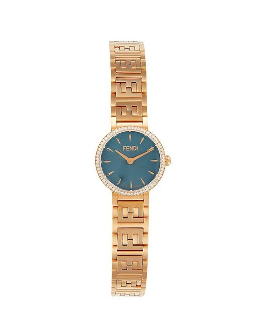 【FENDI】Forever ダイヤモンド ウォッチ ブルー文字盤 19mm Fendi 19mm Stainless Steel Rose Goldtone,mother Of Pearl