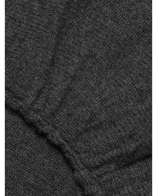 FRAME Black Ruched Sleeve Cashmere & Wool Sweater