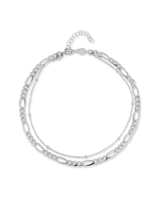 Chloe and Madison White 14K--Plated Sterling Double Chain Anklet