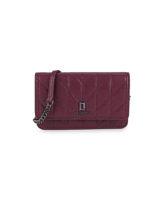 Karl Lagerfeld Purple Lafayette Leather Crossbody Bag
