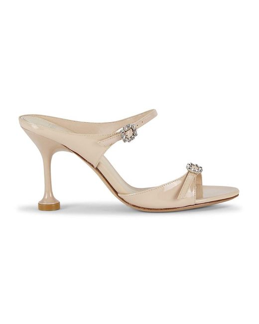 Alexandre Birman Natural Anastasia 95mm Crystal-embellished Leather Slide Sandals