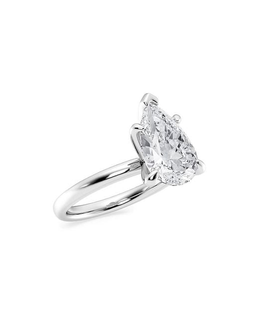 Saks Fifth Avenue White Build Your Own Collection Platinum & Lab Grown Pear Shape Diamond Solitare Engagement Ring