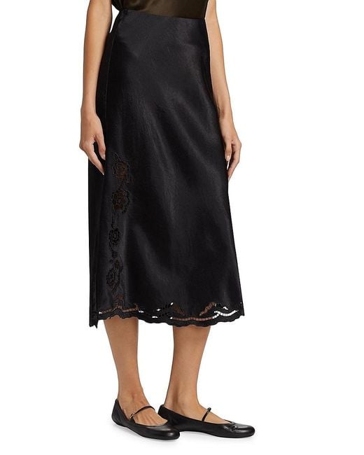 Rails Black Anya Lace-trim Midi Slip Skirt