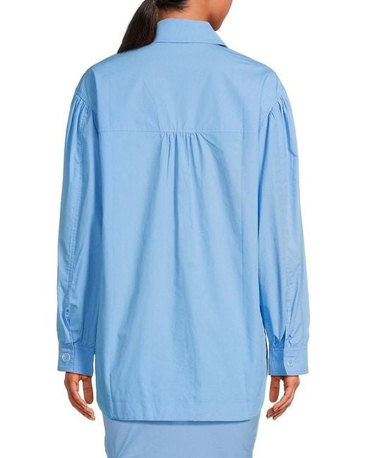Susana Monaco Blue Poplin Cotton Shirt Jacket