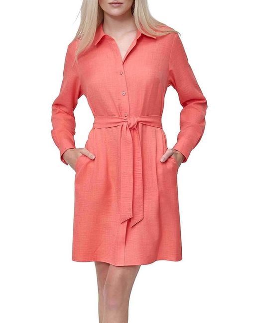 DKNY Pink Button-Front Shirtdress