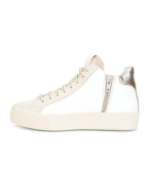 P448 White Leather Mid-Top Sneakers