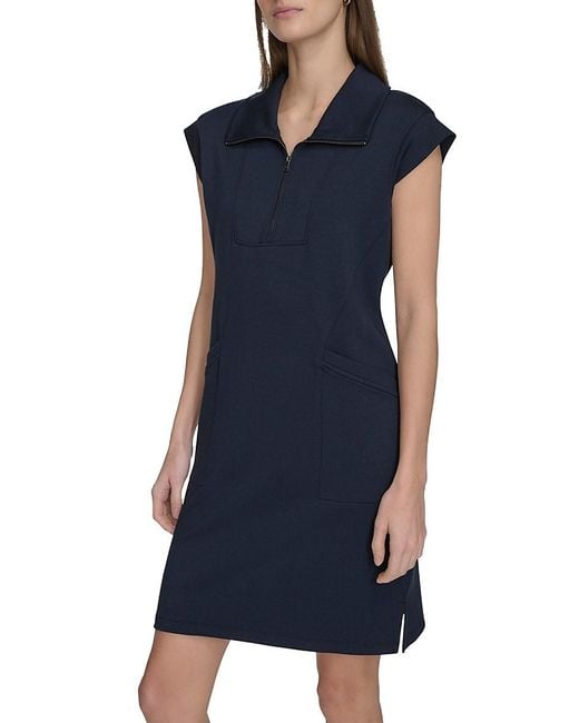 Andrew Marc Natural Solid Polo Minidress