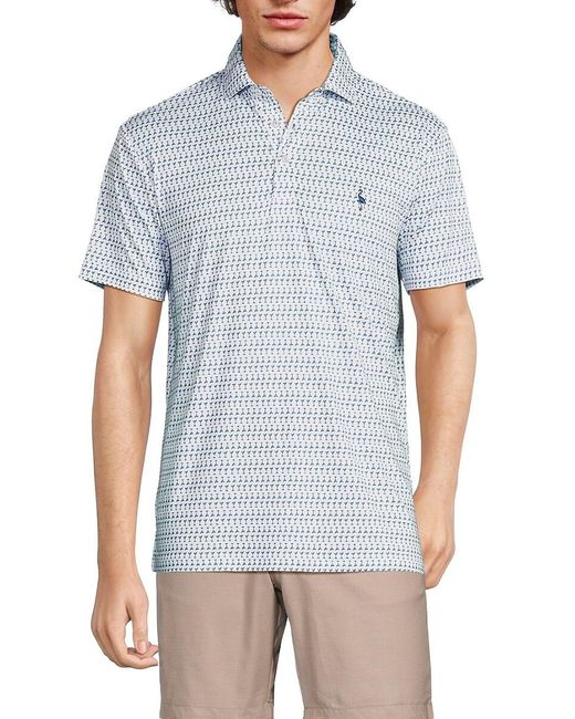 Tailorbyrd Blue Martini Glass Performance Polo for men