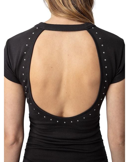 Zadig & Voltaire Black Aida Cut-Out Cotton Minidress