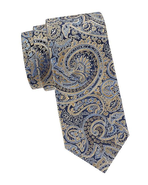 Saks Fifth Avenue Gray Paisley Silk Tie for men