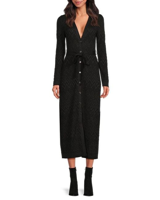 Missoni Black Button-Front Metallic-Blend Knit Midi-Dress
