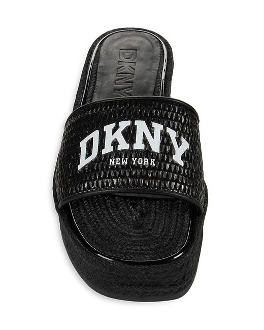 DKNY Black Fiona Arch Logo Platform Slides