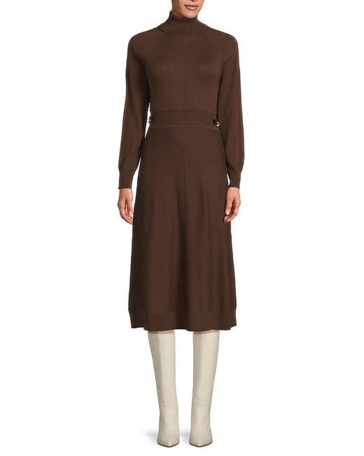 10 Crosby Derek Lam Brown Becky Wool-Cotton Midi-Dress