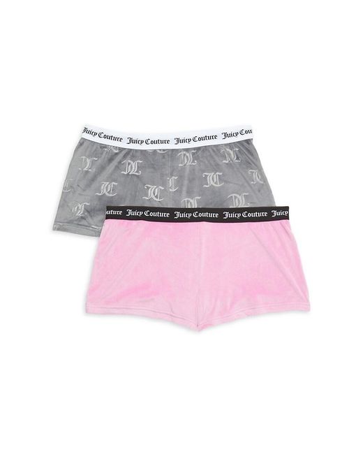 Juicy Couture Gray 2-piece Logo Band Pajama Shorts Set