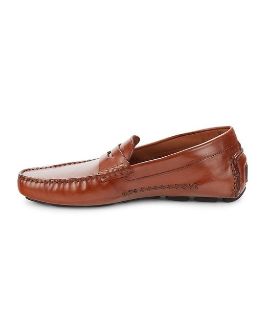 Johnston And Murphy Dayton Penny Leather Driving Loafers In Brown For Men Lyst 5790