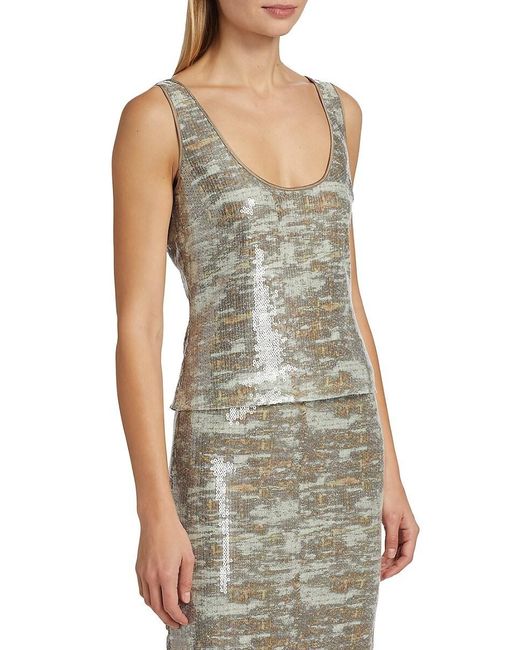 Ramy Brook Gray Dessie Sequin Scoopneck Top